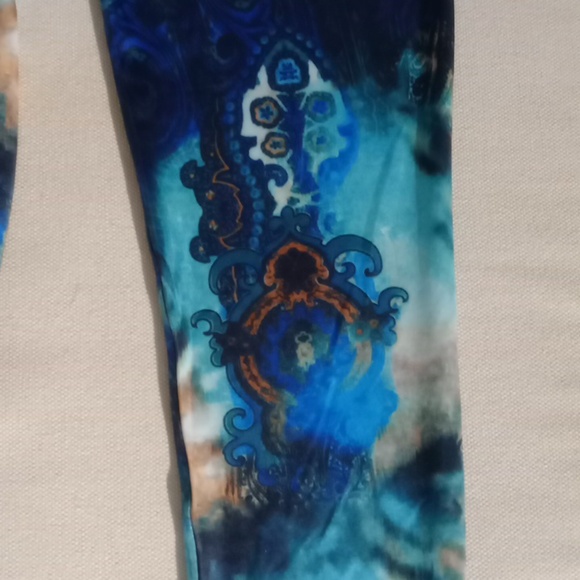BNWT good time USA fun boho blue and green print leggings size medium - Picture 5 of 7